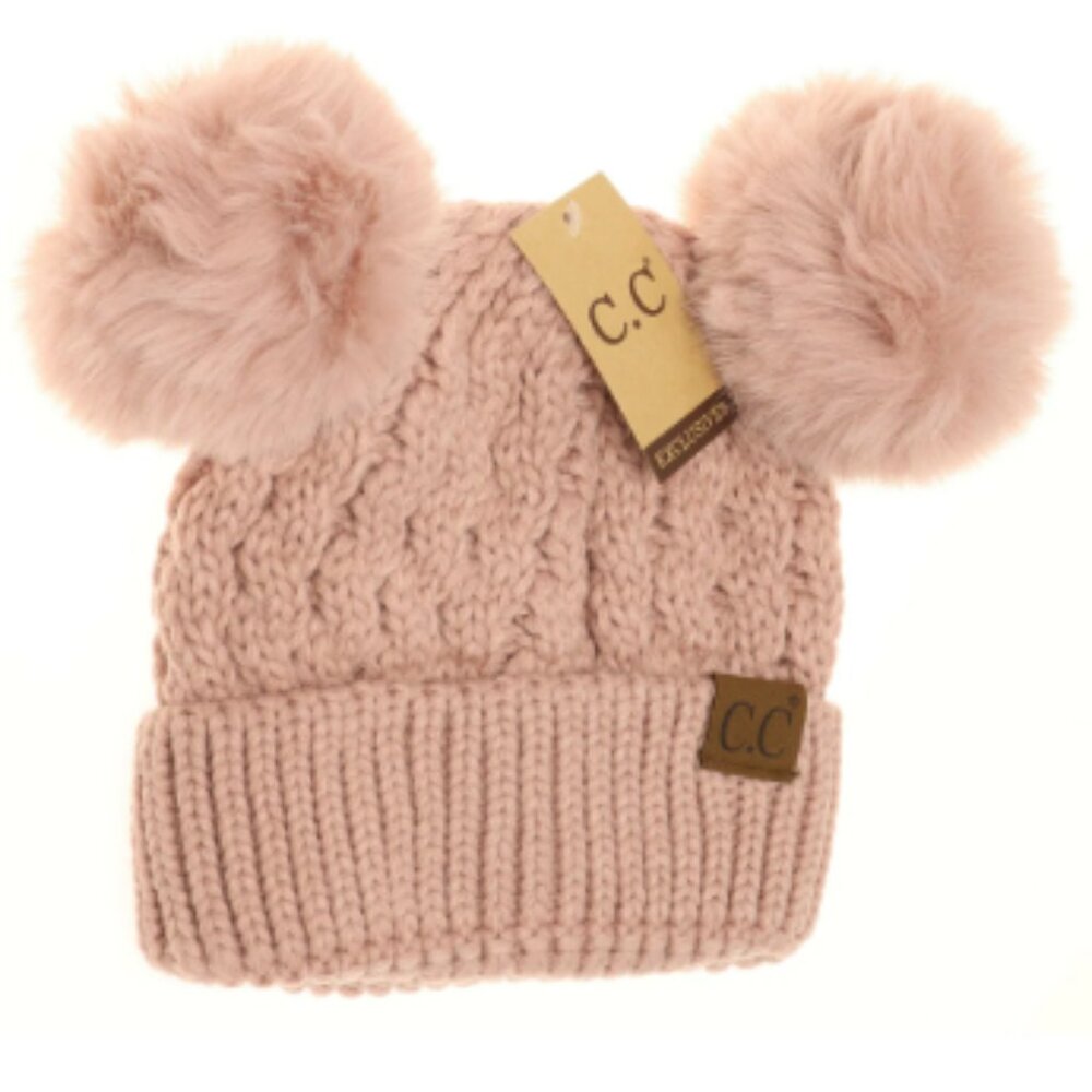 C.C Beanie Double Pom Hat (2055-S) Rose